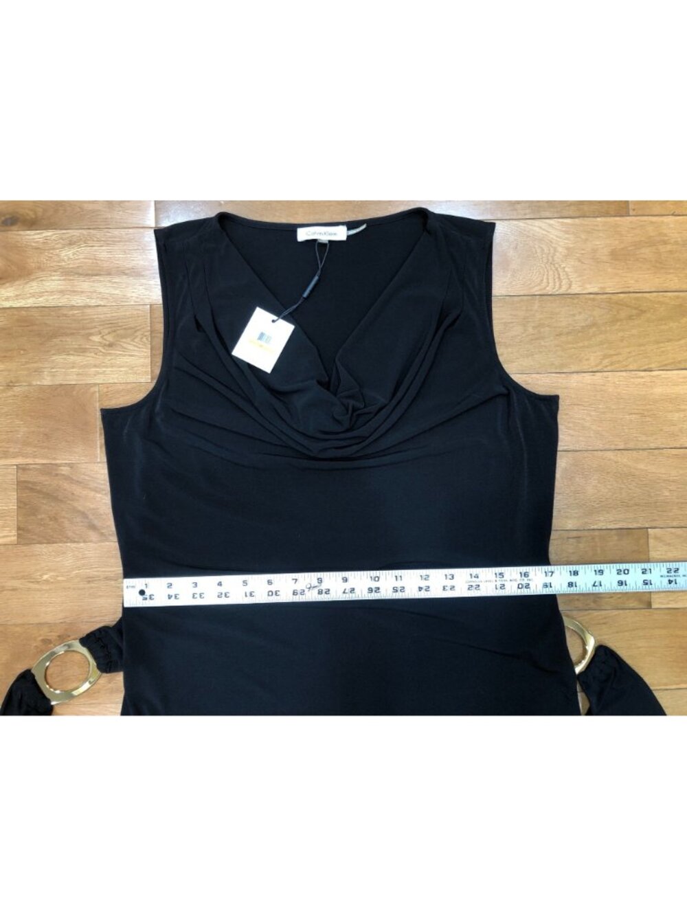 NWT Calvin Klein Sleeveless Black Maxi Dress Size M Modern Minimalist Elegance - Picture 6 of 10